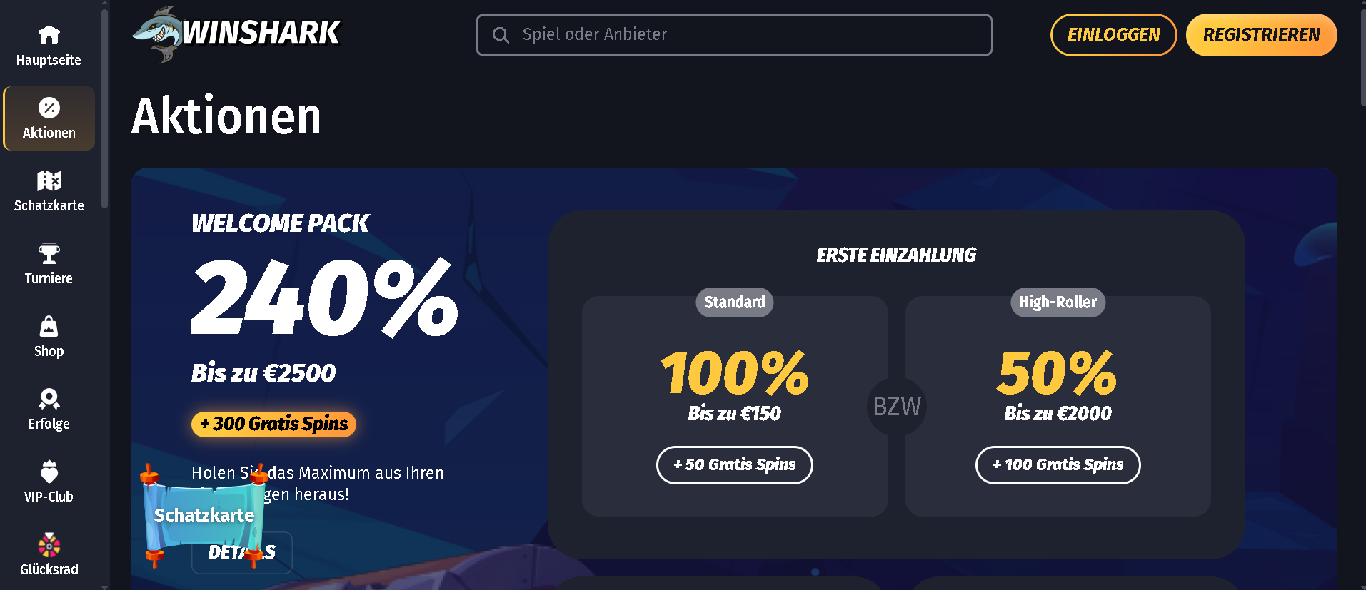 Winshark Casino Lobby Vorschau